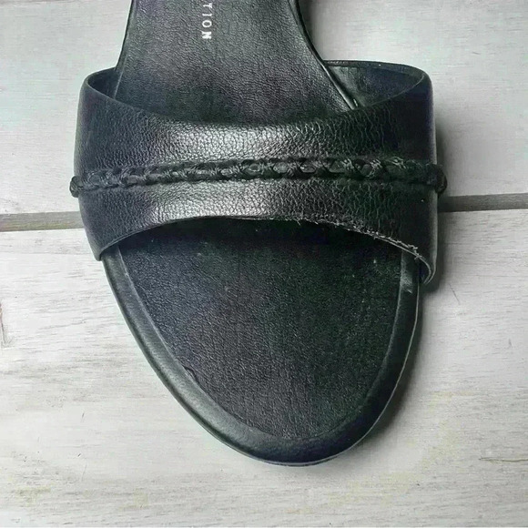 Franco Sarto Women’s Black Leather Ankle Strap Wedge Sandals Size 7 1/2 M - Picture 8 of 16